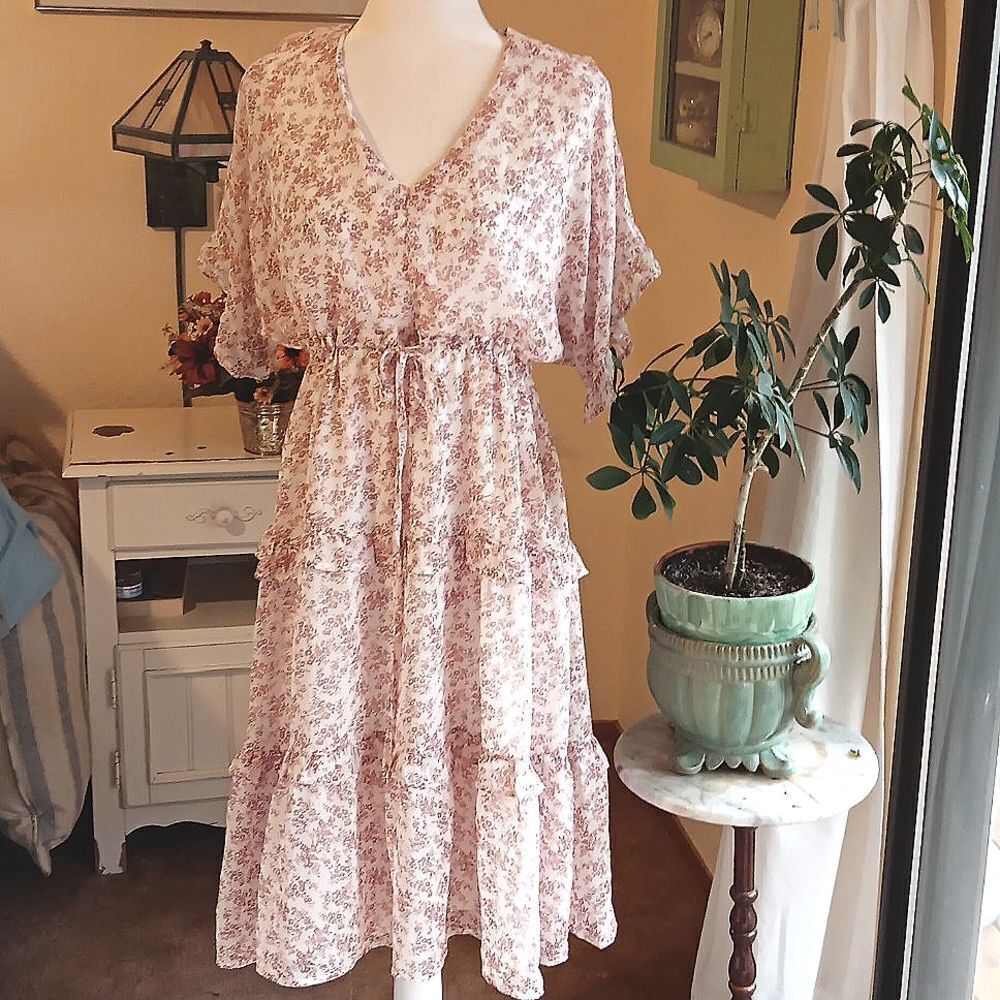 NEW. She + Sky Tiered Dress. Cottagecore,  Coastal Cowgirl,  Tiered